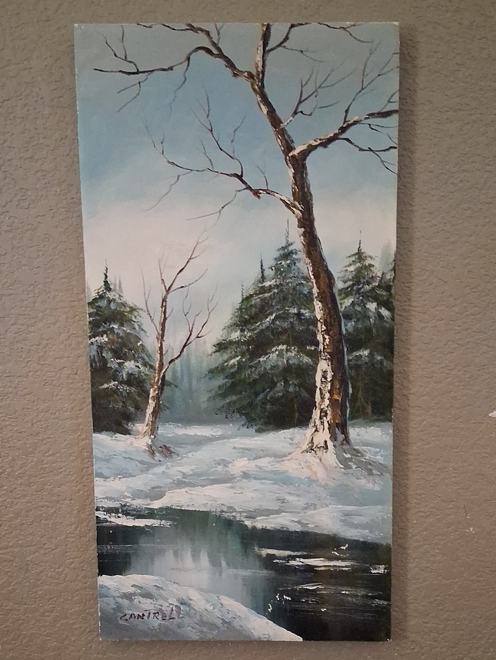 Winter Forest Canvas Art Print - Blue & White Landscape
